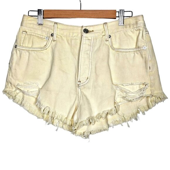 Free People High Rise Distressed Denim Shorts 'Loving Good Vibration  Women 30 - Picture 4 of 16